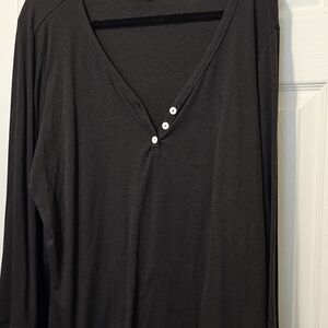LuLaRoe Black Long-Sleeve V-Neck Henley